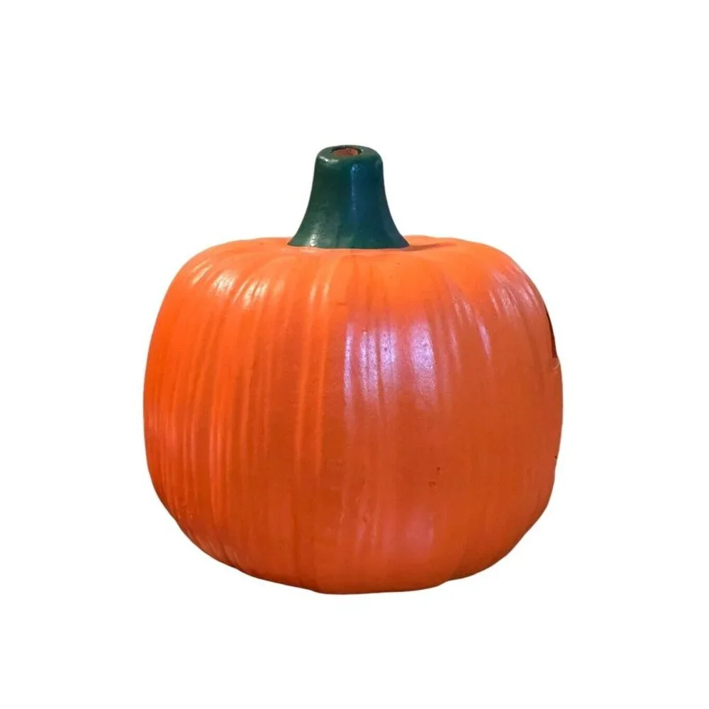 Vintage Ceramic Pumpkin Jack O‎ Lantern Halloween Votive Candle Holder Light Up